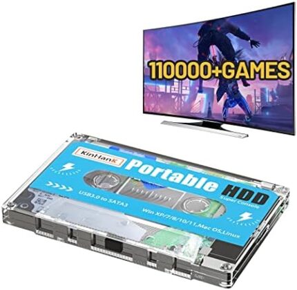 Kinhank 500G HDD Portable Game Drive Built-in 110,000+ Games, Batocera 33 Game System Compatible with 90+ Emulators,Plug and Play,USB3.0,Support for Windows/Laptop/PC/Mac