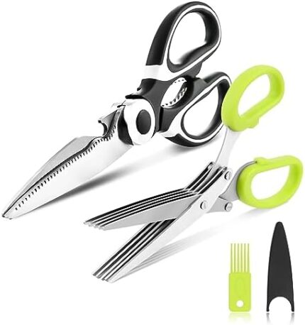 Kitchen Shears, 2-Pack Heavy Duty Kitchen Scissors, Dishwasher Safe Meat Scissors, Stainless Steel Herb Scissors General Use for Chicken, Poultry, Fish, Chive, Meat, Basil, Multipurpose Sharp Sissors