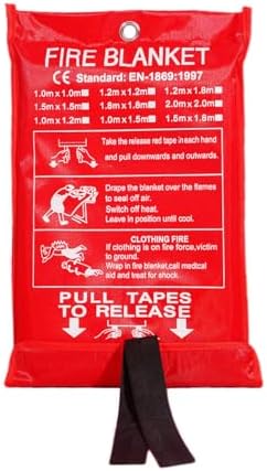 LARYEECHA Fiberglass Flame Retardant Fabric Fire Blanket Home Kitchen Emergency Fire Blanket Fire Safety Protection Essential Fire Extinguisher Blanket Portable Fire Extinguishing Tool 40 * 40 inch