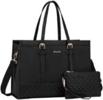 LOVEVOOK Laptop Bag for Women 15.6 inch Canvas Laptop Tote Bag, Large Capacity Work Bag with Clutch Purse, Computer Bag Office Business Briefcase, Casual Handbag for Travel College Teacher School