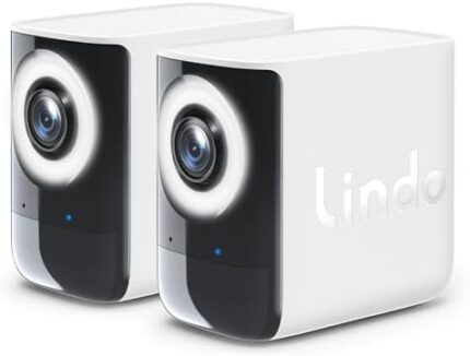 Lindo Intelligent Battery Spotlight Camera 2K-2 Pack, 600-Lumen Ultra Bright, 120dB Siren, Full-Color Night Vision, 1-Year Battery Life, Wireless Outdoor Security Camera, Work with Alexa