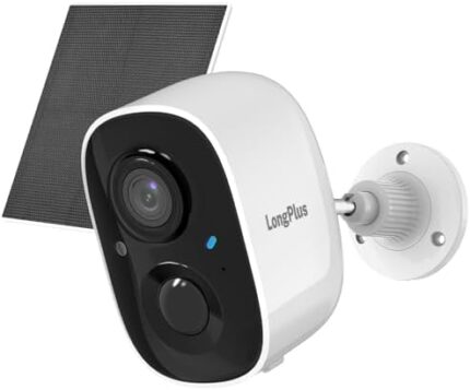 LongPlus Security Cameras Wireless Outdoor, Solar Security Camera for Home, 1080P Color Night Vision Outdoor Wireless Camera, PIR Human Detection Notification Push,Spotlight,2-Way Talk