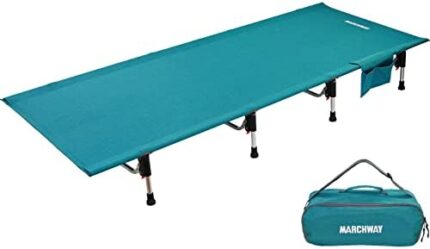 MARCHWAY Lightweight Folding Tent Camping Cot Bed with Lever Lock, Easy Setup Portable Compact for Outdoor Travel, Hunting, Hiking, Motorcycling, Support 330Lbs