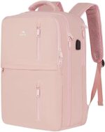 MATEIN Travel Backpack for Women, 40L Flight Approved Carry on Backpack with USB Charge Port, 17 Inch Anti-Theft Laptop Backpack Large Luggage Daypack Business College Weekender Overnight Bag, Pink