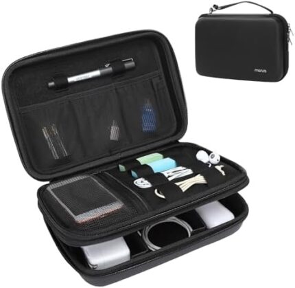 MOSISO Electronic Organizer Travel Case, Double Layer Electronic Accessories Case for Charger, Phone, Earphone, Mouse and Other Accessories, Waterproof Electronic Storage Bag with Handle, Black