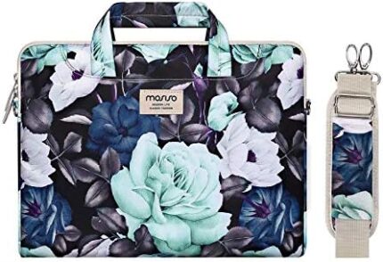 MOSISO Laptop Shoulder Bag Compatible with MacBook Air 15 inch M2 A2941 2023/Pro 16 2023-2019 M2 A2780 M1 A2485 A2141/Pro 15 A1398, 15-15.6 inch Notebook, Succulent Briefcase Sleeve Case with Belt