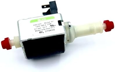MacMaxe ULKA Model HF - Replacement Pump Compatible with Many Espresso Machines - Solenoid Vibratory Water Pump - 2.6 Bar Max Pressure, 2/1 Min. On/Off, 120V, 60Hz, 23W