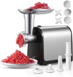 Meat Grinder Electric, Stainless Steel, HOUSNAT 3 in 1 Meat Grinder Heavy Duty with 2 Blades and 3 Plates, Sausage Stuffer Tube & Kubbe Kit, Home Kitchen Use