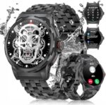 Military Smart Watch for Men with Text and Call, 1.43'' AMOLED Fitness Tracker Watch 129+Sports Modes/Blood Pressure/SpO2/Heart Rate Monitor/IP68 Waterproof, Outdoors Sport Smartwatch for Android iOS