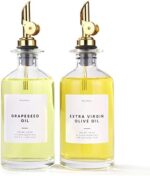 Molimoli Olive Oil Dispenser Bottle for Kitchen, Oil Dispenser w. Weighted Pourer, Glass Bottle Dispenser for Kitchen, Olive Oil Cruet, Glass Olive Oil Bottle | 350ml, Set of 2