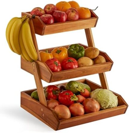 NAGAWOOD Super Large Size Fruit Basket, Fruit Bowl, 3 Tier Fruit Basket for Kitchen, Fruit Stand Storage Holder, Heavy Duty/Large Capacity for Fruit, Vegetables and Home Kitchen Countertop Organizer