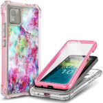 NZND Compatible with Nokia C110 Case with [Built-in Screen Protector], Full-Body Protective Shockproof Rugged Bumper Cover, Impact Resist Durable Phone Cover Case (Marble Design Fantasy)