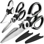 OMDAR Kitchen Scissors 3 Pack - Lifetime Replacement Warranty - Heavy Duty Stainless Steel Cooking Shears for Cutting Meat, Food, Fish, Poultry Multipurpose Sharp Sissors for Dishwasher Safe