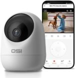 OSI Smart WI-FI Mini PTZ Security Camera - Home Indoor, Pet Camera, Baby Camera, Pan-Tilt-Zoom,Two-Way Audio, Motion Detector, Auto Tracking Night Vision, Auto Tracking, 32GB SD Card,Works with Alexa