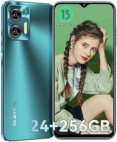 OUKITEL C35 - Unlocked Phones, 24GB RAM+256GB ROM (1TB Expandable) Android 13 Cell Phone, 6.56" HD+ Display, 5150mAh Battery, 50MP+8MP Camera T-Mobile Phone, 4G Dual SIM/Fingerprint Unlock/GPS, Green