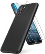 Oududianzi - Case for Nokia G100 Phone Case, with 2 Pieces Screen Protector,Thin and Light Soft TPU Silicone Case, Shockproof Anti-Scratch Flexible Rubber Protective Case - Black