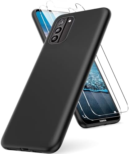 Oududianzi - Case for Nokia G100 Phone Case, with 2 Pieces Screen Protector,Thin and Light Soft TPU Silicone Case, Shockproof Anti-Scratch Flexible Rubber Protective Case - Black
