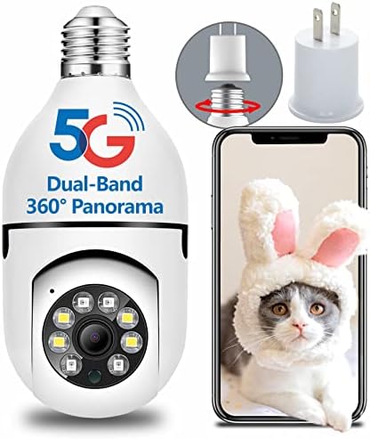 OwLUCK 3MP Light Bulb Security Camera 360° Wifi Outdoor & Indoor 5g-2.4ghz,Optiguard Light Socket Bulb Color Day&Night,Motion Detection,Wireless & Easy To Install