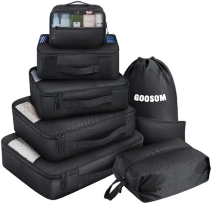 Packing Cubes for Suitcases - 8 Set of Packing Cubes for Travel - Packing Cubes for Carry on Suitcase Organizer Bags Set for Travel Accessories, Travel Bags Organizer for Luggage (Black)