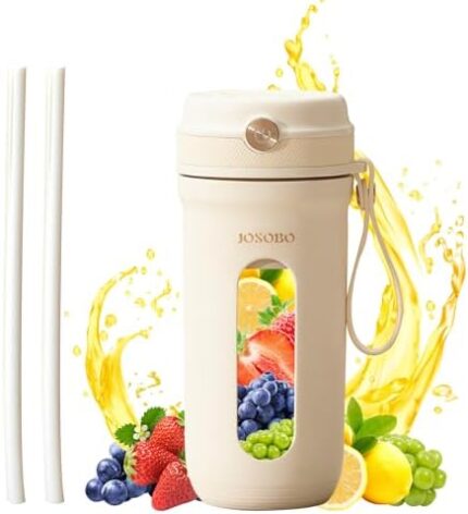 Portable Blender, JOSOBO Personal Size Blender for Shakes and Smoothies with 10 Ultra Sharp Blades, 16 Oz Mini Blender USB Rechargeable Type-C for Travel/Picnic/Office/Gym(Milky White)