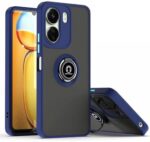 QUIETIP Case Compatible with Xiaomi Redmi 13C & Poco C65 with Screen Protector,TPU + Hard PC Shockproof Magnetic Ring Car Mount Stand Bumper Cover,Blue