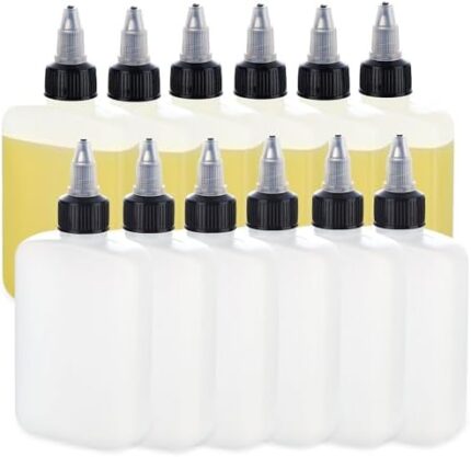 RAMFIYN 12 Pack Mini Squeeze Bottles for Liquids for Camping Kitchen, Camping Cooking, 4oz Mini Oil Bottles, Small Liquid Containers Leak Proof, Travel Oil Bottle