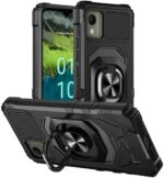 Rome Tech Cell Phone Protective Case for Nokia C110 - Heavy Duty Armor Cover with Kickstand - Military Grade Nokia C110 Magnetic Case - Black