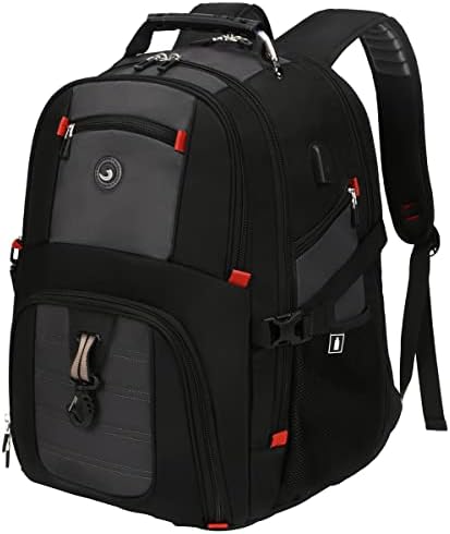 SHRRADOO Extra Large 50L Travel Laptop Backpack with USB Charging Port, College Backpack Airline Approved Business Work Bag Fits 17 Inch Computer for Men Women