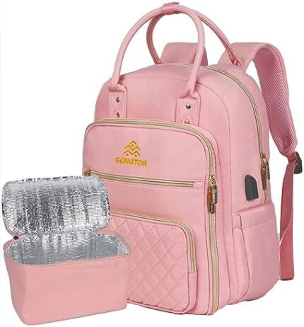 Sengtor Lunch Backpack for Women, Diaper Bag Backpack, Multifunction Travel Back Pack Maternity Baby Changing Bags, with USB Charging Port for Moms, Anti-Water Maternity Nappy