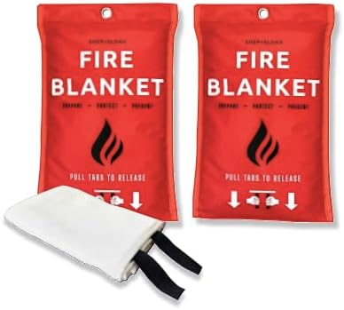 Shep + Sloan Emergency Fire Blanket for Home and Kitchen 2 pk| Easy Fire Blankets to Smother a Kitchen fire Fire Extinguisher Blanket Preferred Hero fire Blanket Emergency fire Blankets for Home