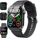 Smart Watch for Men Women, 1.85" Smartwatch (Answer/Make Call), IP68 Waterproof Fitness Tracker, 100+ Sport Modes, Heart Rate Monitor, Sleep Monitor, Pedometer, Smartwatches for Android iOS, Black