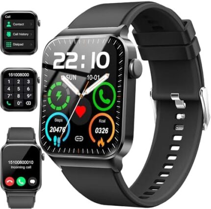 Smart Watch for Men Women, 1.85" Smartwatch (Answer/Make Call), IP68 Waterproof Fitness Tracker, 100+ Sport Modes, Heart Rate Monitor, Sleep Monitor, Pedometer, Smartwatches for Android iOS, Black