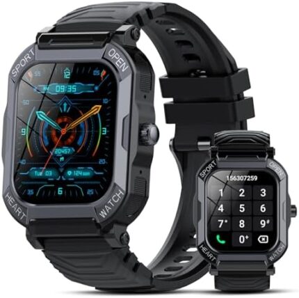 Smart Watch for Men Women (Answer/Make Call) 1.85” Fitness Tracker, 113 Sports Modes Smartwatch with Heart Rate/Sleep Monitor, Pedometer, IP68 Waterproof 2023 Activity Trackers for Android IOS, Black
