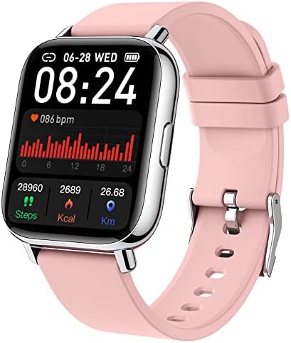 Smart Watch for Women, Smartwatch for Android iPhone Fitness Tracker 1.69" Touch Screen Fitness Watch IP68 Waterproof Activity Tracker Heart Rate Monitor Pedometer Watches Calorie Sleep Monitor Pink