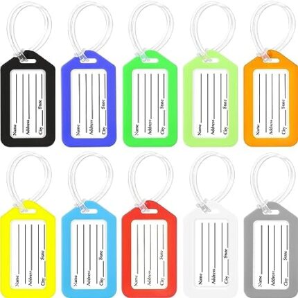 Sodsay 10 Pack Luggage Tag Bright Luggage Tags for Suitcases Bag Tags Name Tags for Kids Travel Accessories Must Haves