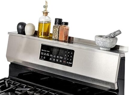 StoveShelf 24" Apartment Length Stainless Steel Finish Magnetic Shelf for Kitchen Stove - Kitchen Storage Solution with Zero Installation - Over Stove Spice Rack Organizer