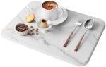 Summer&Kiss Stone Dish Drying Mat For Kitchen Counter,Multi-Home Use,Non-Slip,Heat Resistant, Quick Drying Stone Mat, Eco-Friendly Diatomaceous Earth Mat For Kitchen Bathroom(16x12 Inch,Whtie Marble)