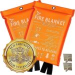 Supa Ant Emergency Fire Blanket for Home and Kitchen - 2 Pack 1500F High Visibility (Glow in The Dark) Smother Kitchen Fire Blanket - CE Certified Hero Fire Blankets Emergency for Home (47in)