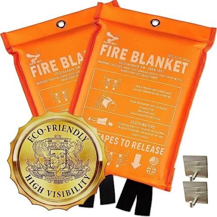 Supa Ant Emergency Fire Blanket for Home and Kitchen - 2 Pack 1500F High Visibility (Glow in The Dark) Smother Kitchen Fire Blanket - CE Certified Hero Fire Blankets Emergency for Home (47in)