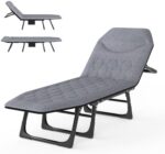 Suteck Folding Camping Cot, All-in-One Portable Outdoor Cot Heavy Duty Sleeping Bed for Adults Camp Bed Cots Build in Pilllow Mattress for Home Office Nap Beach Travel, Grey