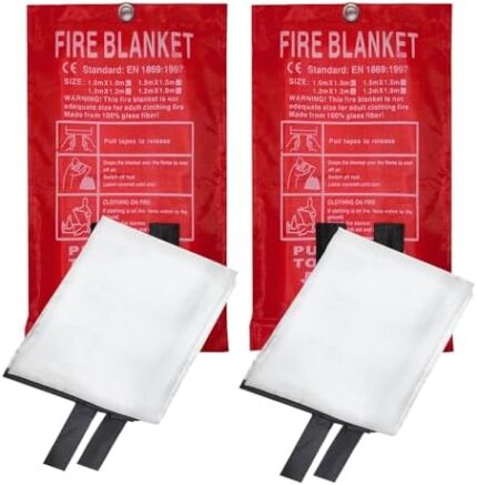 TUNGTAR Emergency Fire Blanket Fiberglass Fireproof Blankets - Essential Camping Safety Gear for Home and Kitchen - Protect Your Loved Ones(2 Pack)¡­