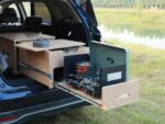 TYOUREI Overland Kitchen Drawers for Camping, Overland Vehicle Camp Kitchen, Two-Tier Pull-Out Kitchen with Internal Storage and Large Countertop, for SUV, Crossover, Wagon, Truck