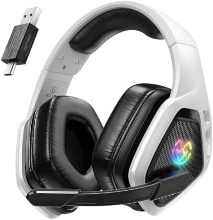 Tatybo Wireless Gaming Headset for PC, PS5, PS4, Switch, Mac, 2.4 Ghz USB Gaming Headphones with Microphone, 3.5mm Wired Mode for Xbox Series