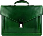 Time Resistance Leather Briefcase for Men - Business Laptop Bag - Italian Handmade Leather Bag - Attache - Gift Box Included