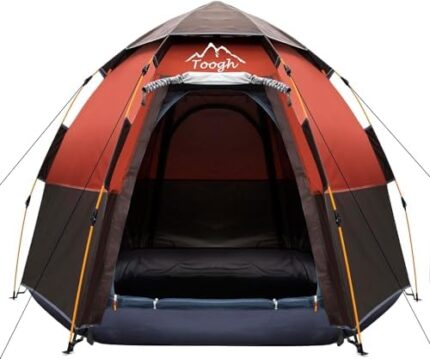 Toogh 2-3-4 Person Camping Tent 60 Seconds Easy Quick Set Up Tent Waterproof Pop Up Dome Family Hexagon Outdoor Sports Backpacking Tents Double Layer Flysheet Camping Sun Shelters
