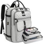 Travel Backpack for Women, Anti Theft Laptop Carry on Backpacks Fits 17 inch Computer with Lock & USB Charging Port, TSA Flight Approved Large 50L Weekender Duffel Bag with 3 Packing Cubes，Grey