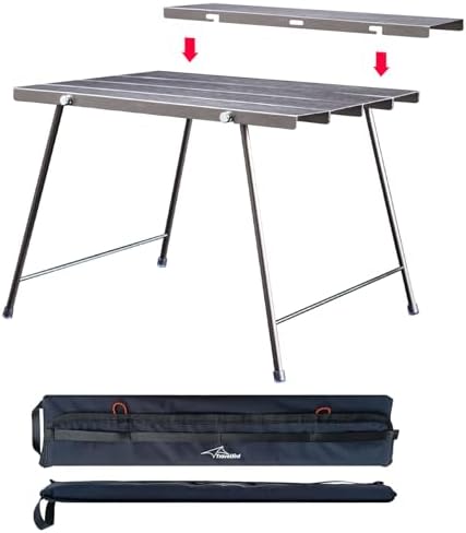 Travel Bird Portable Camping Table Backpacking, Outdoor Folding Lightweight Compact Small Aluminum Side Flexifold Table, Extendable with Storage for Picnic Patio Beach Camp Tent Hiking BBQ