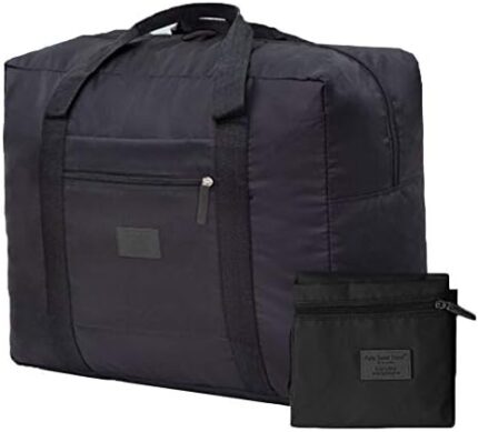 Travel Duffel Bag Lightweight Foldable Travel Bag for Women and Men Waterproof Tote Carry On Luggage Bag Weekender Overnight Bag (Black)