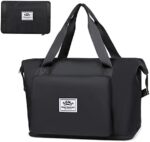 Travel Duffel Tote Bag,Waterproof Shoulder Weekender Bag For Women and Men Swim Sports Travel Gym Bag，Foldable and expandable bag Lightweight and easy Carry on Black