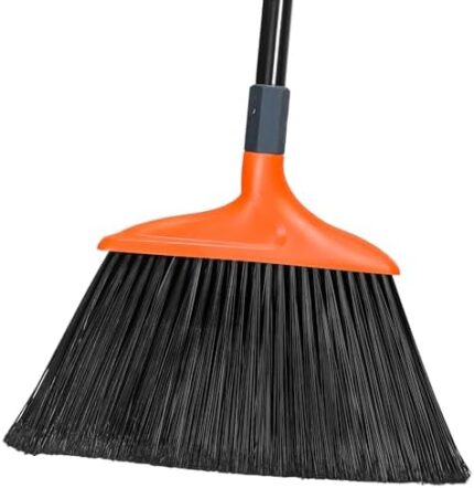 TreeLen Heavy-Duty Broom, Long Handle Angle Broom 14.5" Wide for Garages, Courtyard, Sidewalks, Decks and Outdoor Surfaces, Perfect for Home Kitchen Room Office Floor